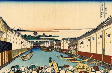 Nihonbashi Brücke in edo Katsushika Hokusai Ukiyoe Ölgemälde